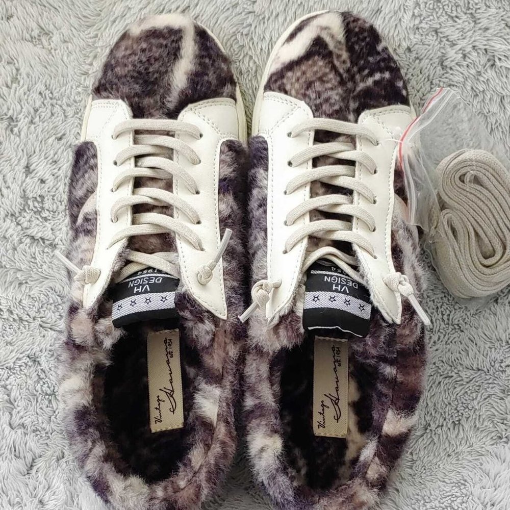 NEW VINTAGE HAVANA Snuggle Fur Sneaker MULE SLIP-ON Snake Size 8.5 Women Shoes - Picture 5 of 7